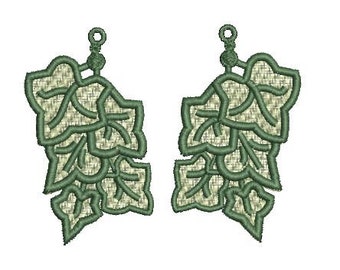 Ivy freestanding lace earings machine embroidery design