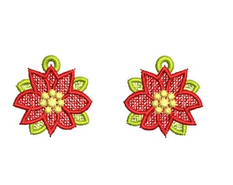 Poinsettia Earrings FSLembroidery machine design