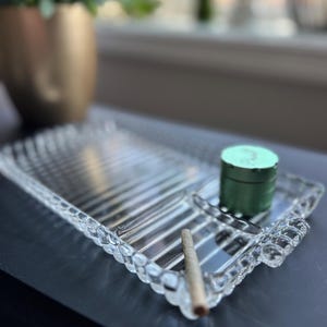 vintage cigarette rolling tray Tray, clear pressed glass, sip and smoke, 10"x6" Vintage Rolling Tray - Etsy