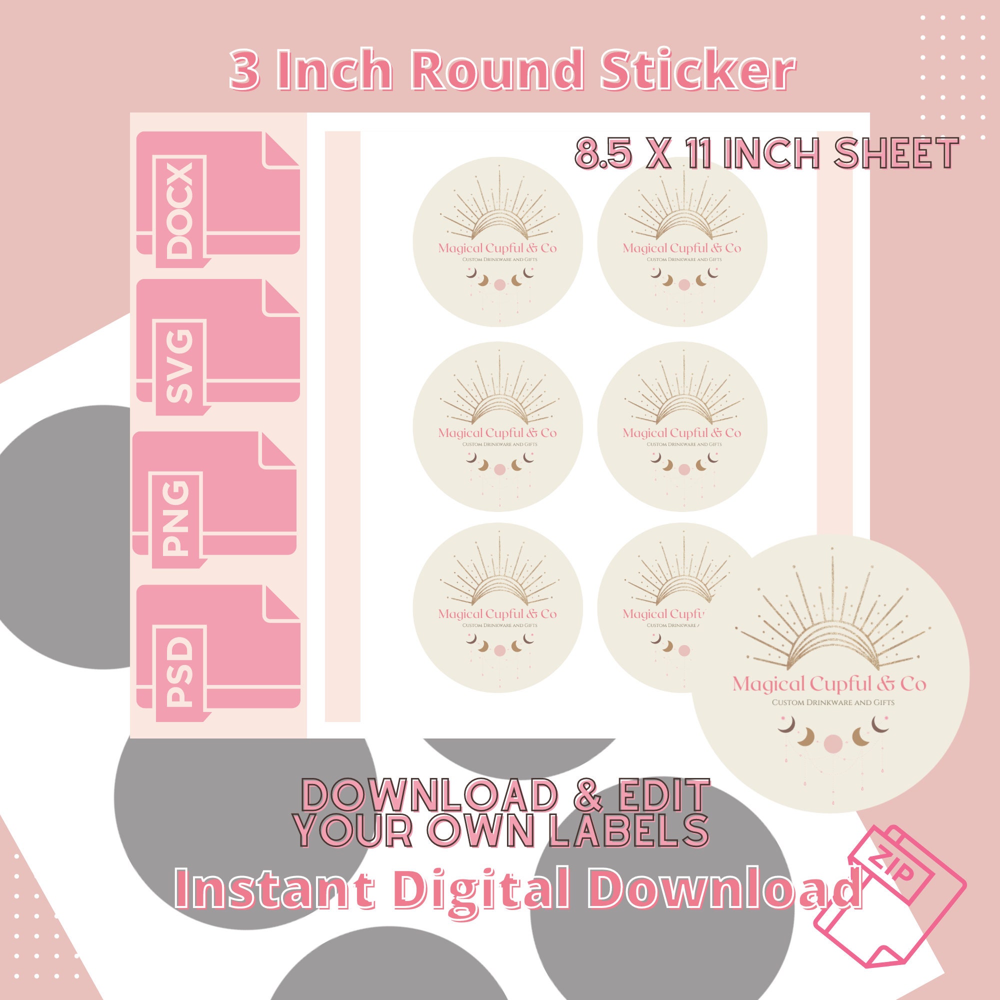3 Circle Sticker Template PNG PSD Svg Docx - Etsy Canada