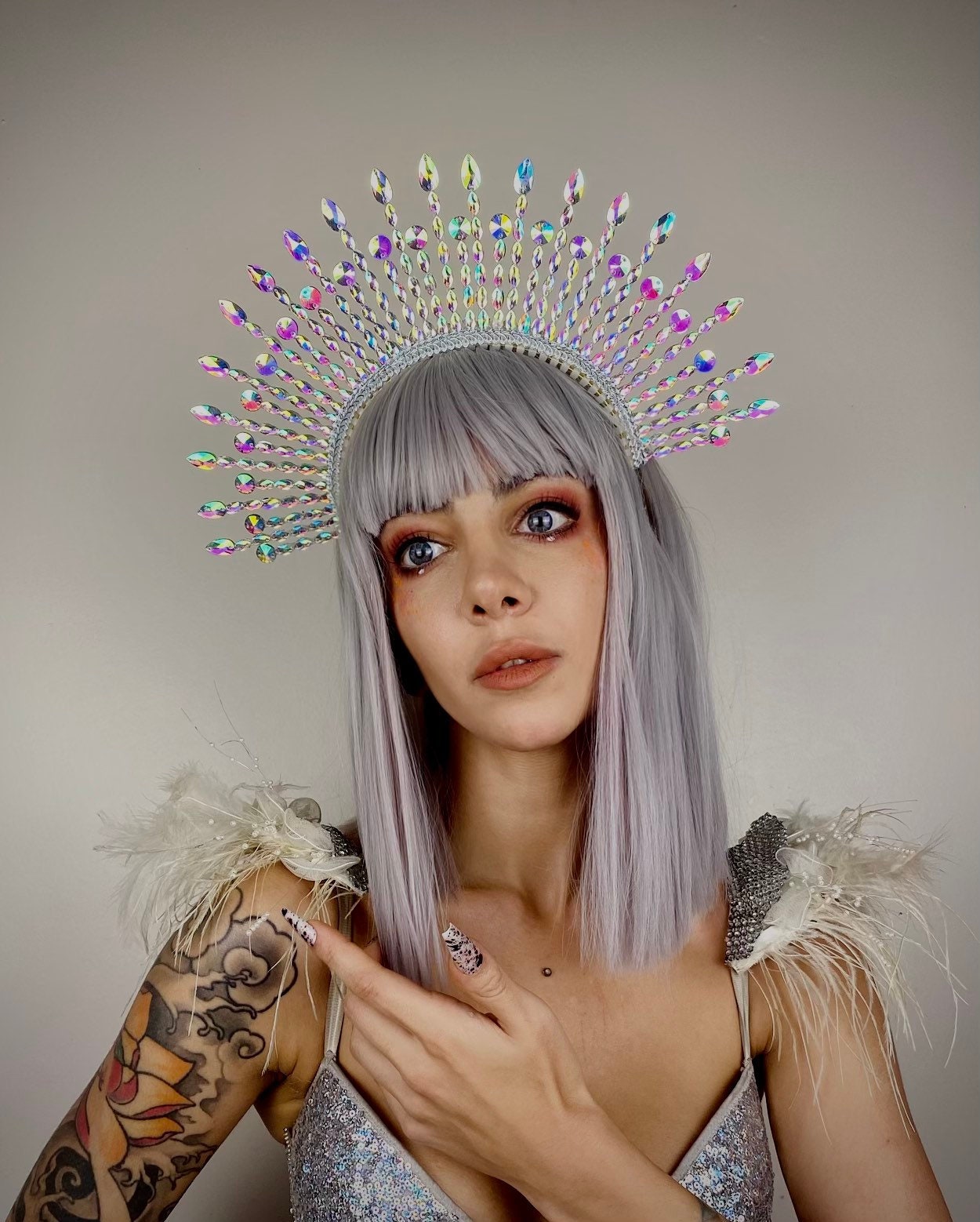 Unique and chic Swarovski crystal bridal headpiece- Helena? Bespoke Swarovski Crystal Bridal Tiara CALISTA | EDEN LUXE  main image 2