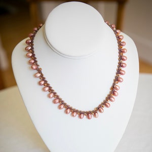 Pink Pearl Drop & Crystal Choker