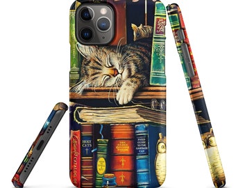 Sleeping Cat Books, Bookshelf, Snap case for iPhone®, cases Iphone,cover for iphone