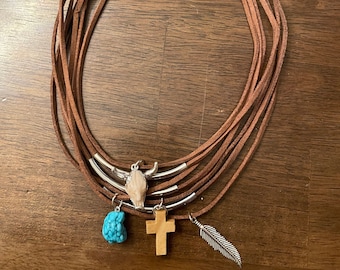 Colar com pingente em camadas Boho do sudoeste