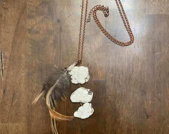 Feather and White Rock Copper Necklace