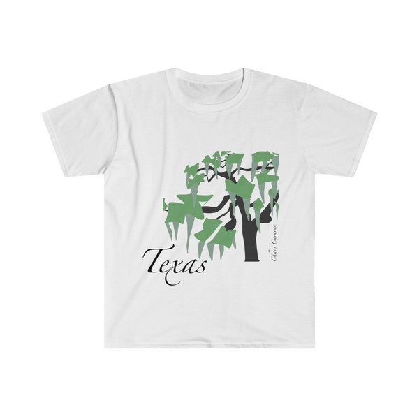 Texas Tree et mousse espagnole Unisex Softstyle T-Shirt | Tee-shirt de l’État du Texas | Cadeau du Texas | Souvenirs du Texas