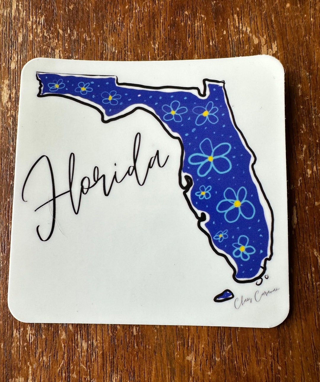Stuart Florida Sticker Florida Decal | State Florida Sticker | Florida Floral Blue Waterproof ...