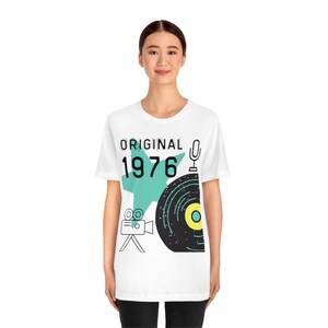 Original 1976 Tee | Vintage | Record | Microphone | Camcorder | Star | Throwback Unisex Jersey Short Sleeve Tee
