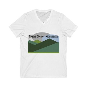 Great Smoky Mountains T-Shirt | Smoky Mountains Tee | Outdoors Enthusiast Travel Shirt | Hiking Tee | Unisex Jersey Short Sleeve V-Neck Tee
