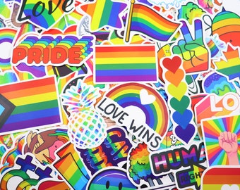 10-100pc Rainbow themed Stickers - Gay Pride LGBTQ Stickers for Laptop, Phone, Tumbler, Journal - Waterproof Vinyl stickers