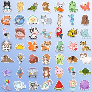 10-300pcs cartoon stickers, laptop sticker for waterbottle, computer, macbook, animal decal. Vinyl waterproof image 6