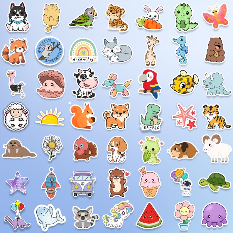 10-300pcs cartoon stickers, laptop sticker for waterbottle, computer, macbook, animal decal. Vinyl waterproof image 6