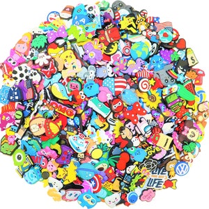 10pc - 1000pcs Random Charms for shoes with holes works with wristbands decorations and party gifts, shoe clip party favors