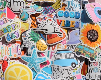 100pcs tropical sticker pack, stickers for hydroflask, laptop, macbook, waterbottle, cute decals for wall. summer vibes