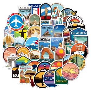 50pcs city stickers, cute city stickers for laptop, water bottle, computers