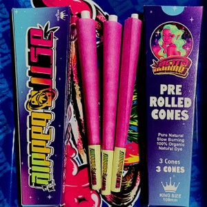 Astro Baddie Pre-Rolls w/ Glow in the dark Filter Tips (OG Pink). King size (109mm) 3 pack