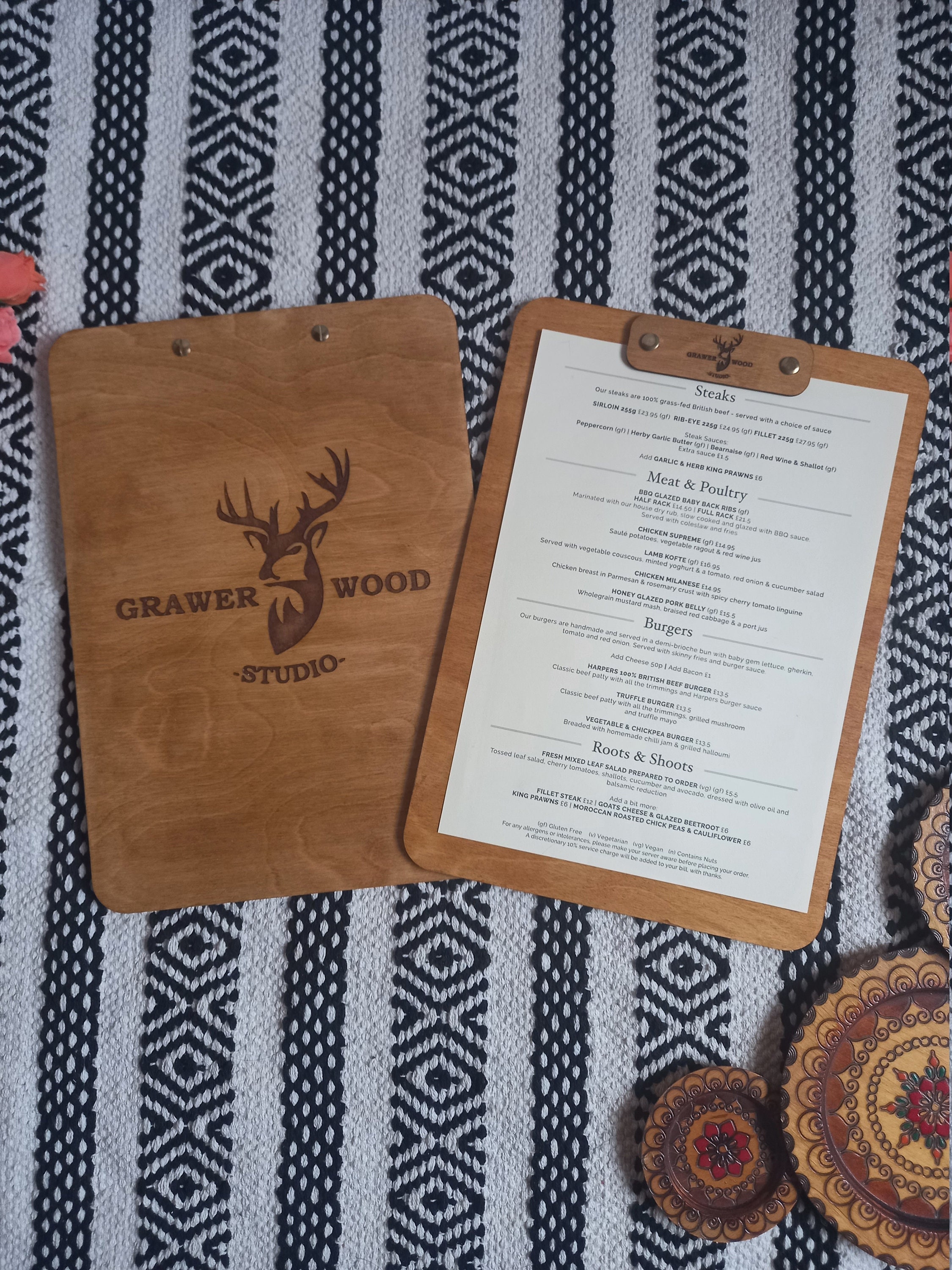 Laser Engraved Wooden Menu Board: Restaurant Clipboard (A4/A5) - Etsy