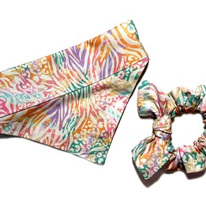 Pastel Animal Print Elastic Dog Bandana and Scrunchie