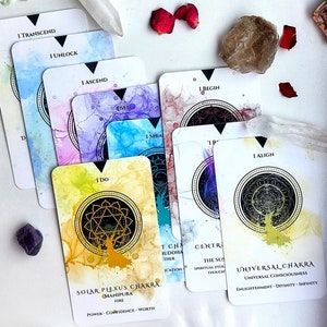 Sutara CHAKRA Oracle, 18 Card Deck Set, Chakra Wisdom, Oracle with Guidebook, Oracle Card Deck, Chakra Oracle Cards, Affirmations, Indie