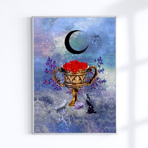 Arte imprimible digital de Tarot, As de Copas, Impresión de carta de Tarot, Ilustración del As de Copas, Impresión artística, Tarot del Mundo Invisible