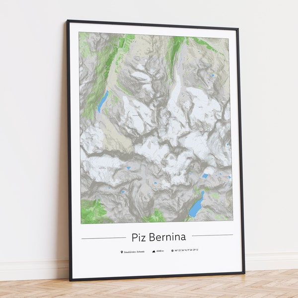 Piz Bernina Poster topografische Karte | A2 | Digitaler Download