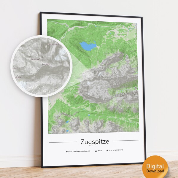 Zugspitze Poster topografische Karte | A2