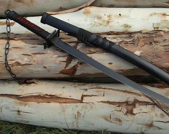 Custom Engraved Samurai Katana, Handmade Japanese Style Sword, 1045 Carbon Steel Shirasaya Collectible
