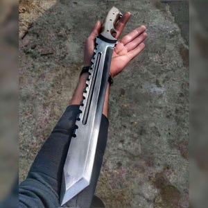 Hand-Forged 5160 Steel Machete | Full Tang Survival Knife | Hunting & Camping Blade with Leather Sheath | Gift for Him | Bushcraft Tool