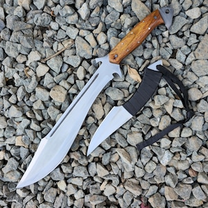Hand-Forged Carbon Steel Machete: Rosewood Handle Bushcraft Tool + Bonus Knife