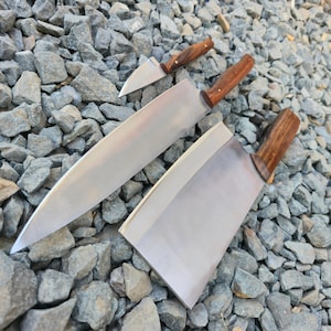 Handmade High Carbon Steel Chef Knife Set of 3 – Rosewood Handle – Kitchen Gift for Him, Father, or Groomsmen