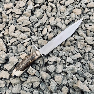 Hand forged 1095 High Carbon Steel Bowie Knife-Hunting Knife-Camping Knife-Knife-Big Bowie Knife with Leather Sheath-Handmade Bowie Knife