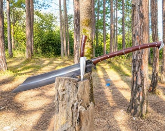 Hand Forged 5160 Spring Steel Sword | Full Tang Handmade Sword with Leather Sheath | Hardwood Handle Medieval Collectible Gift