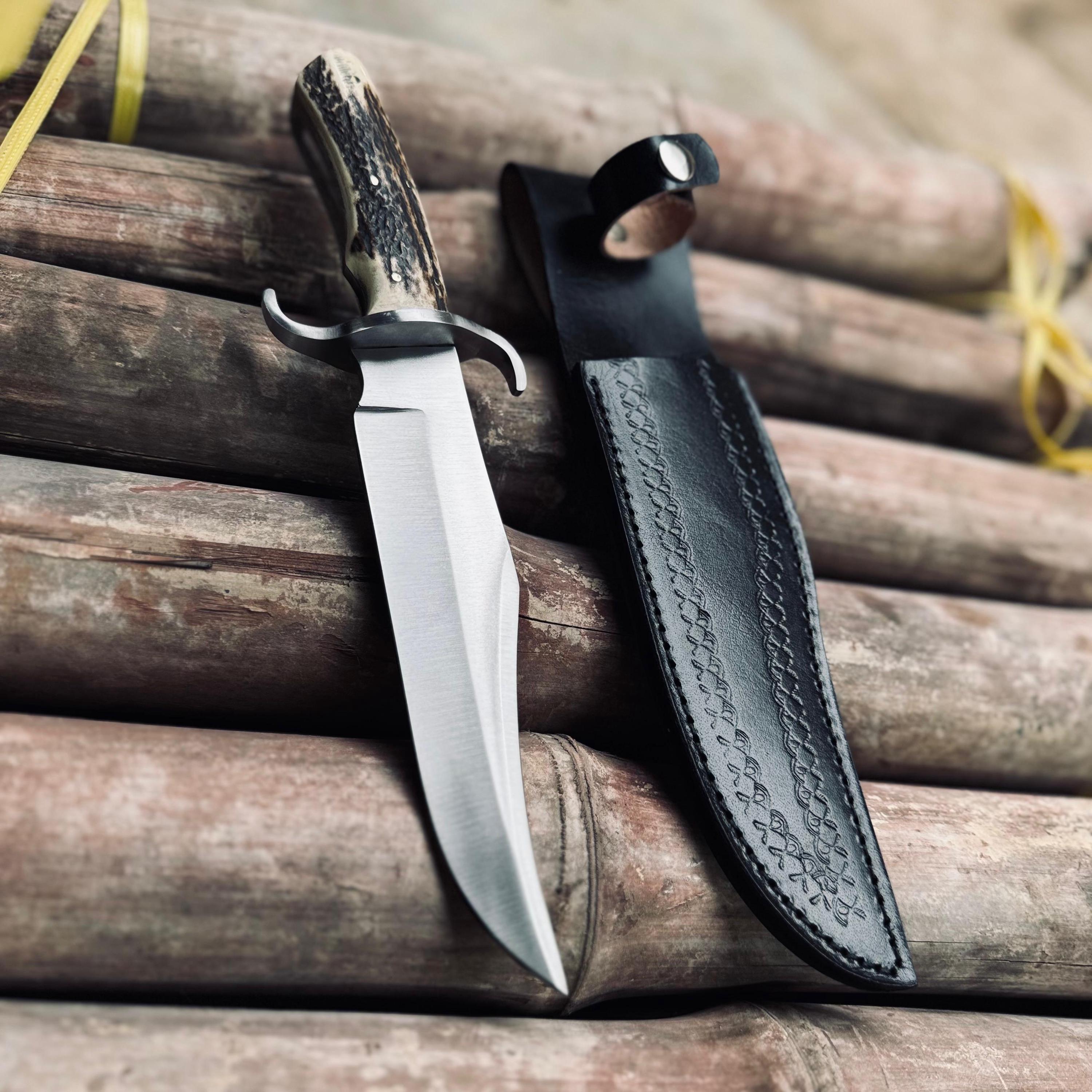 手鍛造1095鋼ボウイナイフ｜レザーシース付きハンティング＆キャンプ