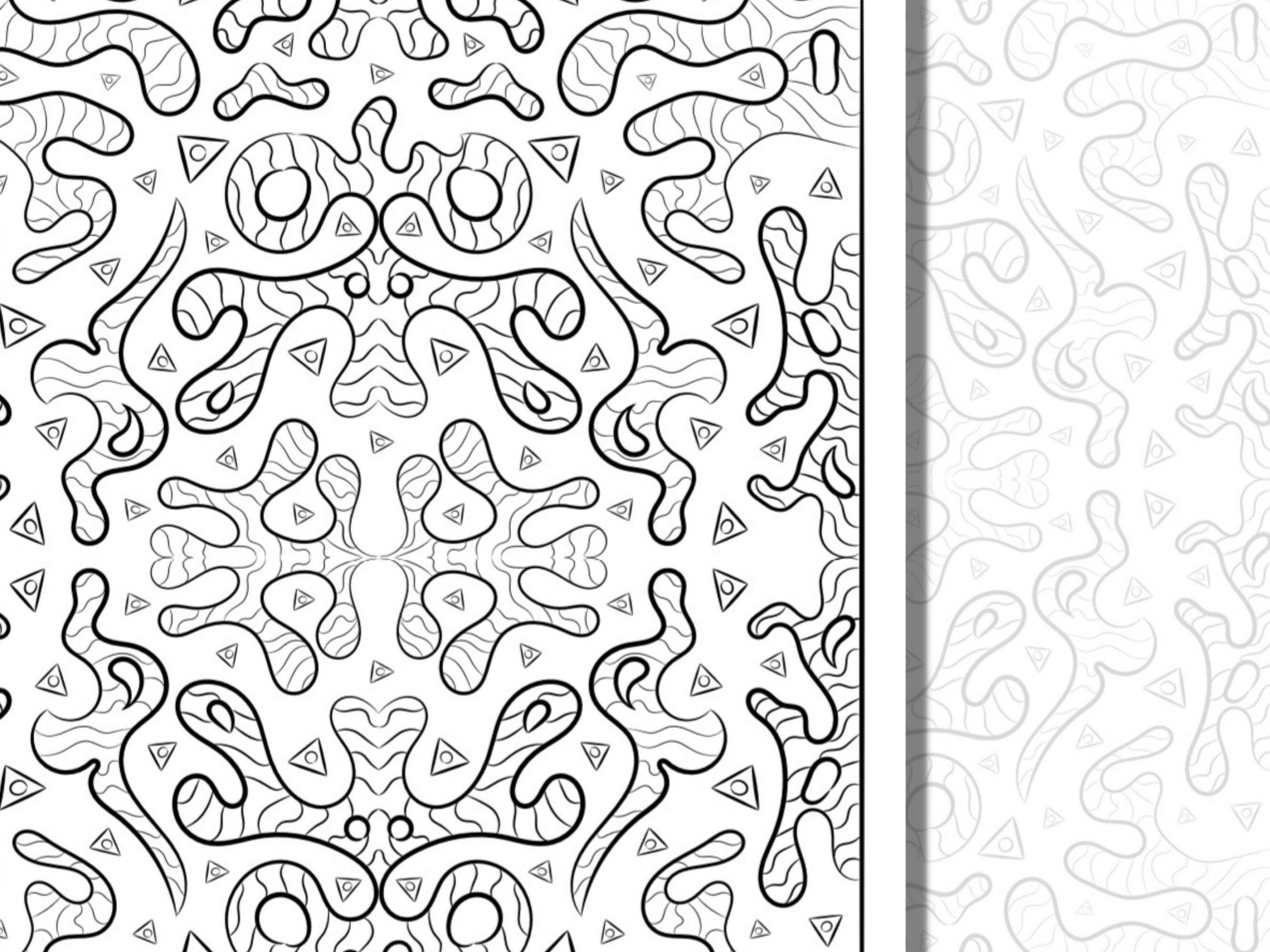 8 Abstract Geometric Coloring Page Blackgrey High Resolution PDF ...