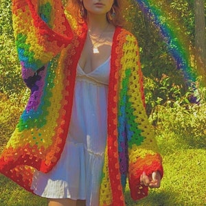 PDF Rainbow Crochet Cardigan **PATTERN ONLY