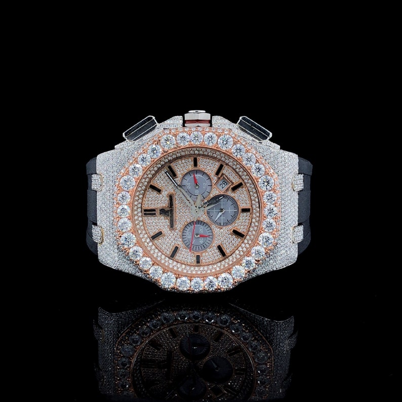 VVS Moissanite Fully Iced Diamond Luxury Silicone Black Belt Etsy