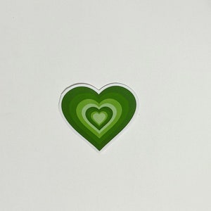 Green Monochrome Heart Vinyl Sticker - Green Sticker, Waterproof Sticker, Heart Sticker, Cute Stickers, Aesthetic Sticker