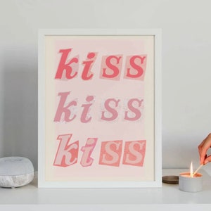 Pink Girly Art Print: Kiss Kiss Kiss