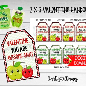 Applesauce Valentine Handouts. Classroom Valentines for School. Applesauce Valentine Cards Valentine Cards Valentine Handouts Printable Tags