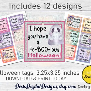 Halloween treat Tags Halloween party favors Halloween treat bags Classroom Halloween party School handouts favor tags Printable  gift tags