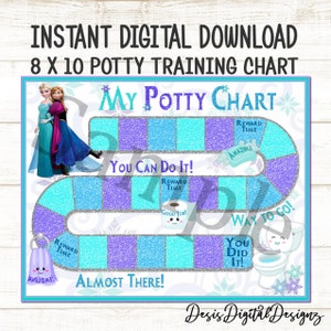 Frozen Potty Chart Toddler Potty Training Chart Anna Elsa Reward Chart Potty Training Printable Potty Training Tips Digital Download chart