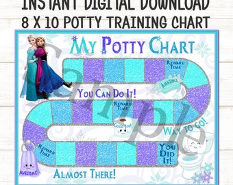 Frozen Potty Chart Toddler Potty Training Chart Anna Elsa Reward Chart Potty Training Printable Potty Training Tips Digital Download chart