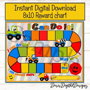 Construction Reward Chart Behavior Chart Routine chart Daily Chore Chart Printable Sticker Chart Toddler Reward Chart Digital Download Chart