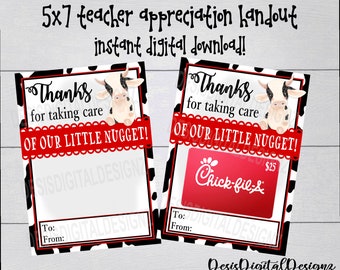 Teacher Appreciation Week. Instant Digital Download. Teacher Appreciation Printable. End of School Year Gift. Gift Card NOT included. 5x7