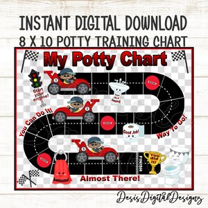 Racecar Potty Chart Race car Potty Training Chart Sticker Reward Chart Potty Training Printable Potty Training Tips Digital Download AA