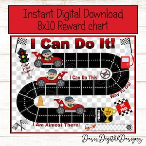 Racecar Reward Chart Routine chart Race car Daily Chore Chart Behavior Chart Printable Sticker Chart Toddler Reward Chart Digital Download