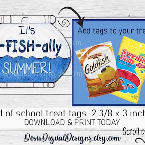 It's O-fish-ally Summer tags treat tags Last Day of School Gifts End of School Year Favor Tags Fish Tags Graduation tags Printable