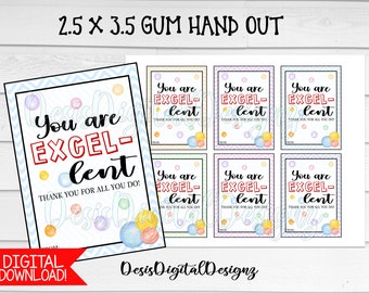 Vous êtes EXCELLENT. Document Excel Gum. Appréciation des employés. Appréciation du personnel. Cadeaux pour enseignants. Cadeaux de fin d'études. Merci cadeaux. étudiant