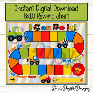 Construction Reward Chart Routine chart Daily Chore Chart Behavior Chart Printable Sticker Chart Toddler Reward Chart Digital Download Chart