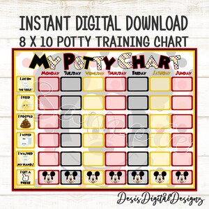 Mickey Mouse Töpfchentrainingstabelle Mickey Mouse Töpfchentabelle Belohnungstabelle Töpfchentraining Druckbare Töpfchentrainingstipps Digitaler Download Diagramm